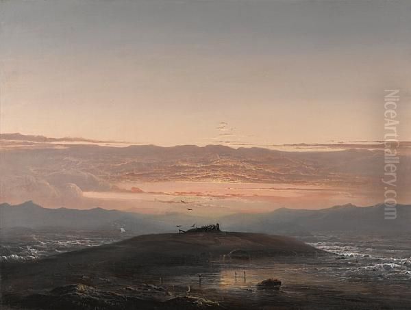 Sunset, San Francisco Bay Oil Painting by Norton Bush