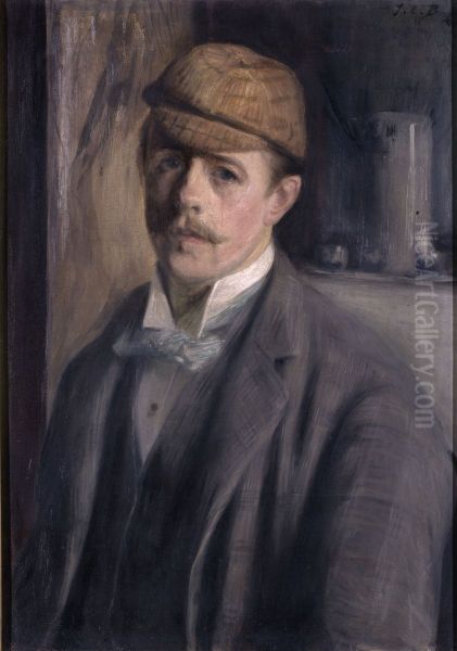 Portrait de l'artiste Oil Painting by Jacques-Emile Blanche