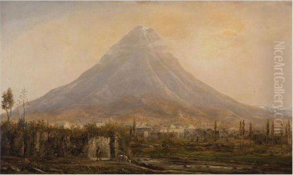 Vista Del Popocatepetl Desde Cholula Oil Painting by Norton Bush