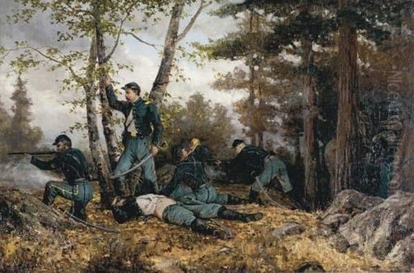 The Skirmish Oil Painting by Richard James Bush