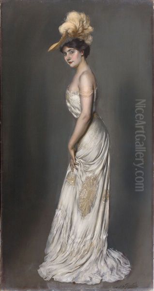 Portrait de madame Rene Prejelan Oil Painting by Antonio De La Gandara