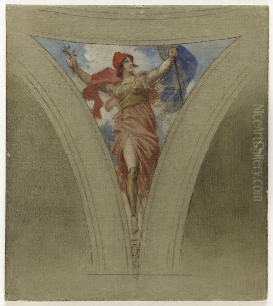 Esquisse pour l'escalier des fetes de l'Hotel de Ville de Paris : La chanson patriotique Oil Painting by Francois Schommer