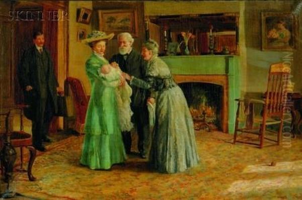 New Parents Oil Painting by Margaret W. Lesley Bush-Brown