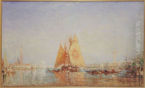 Venise, Trabaccolo a la voile jaune Oil Painting by Felix Ziem