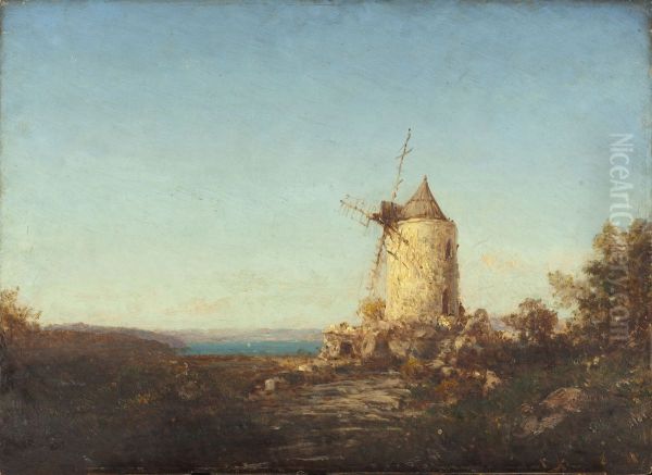 Moulin de Saint-Mitre, pres de Martigues Oil Painting by Felix Ziem