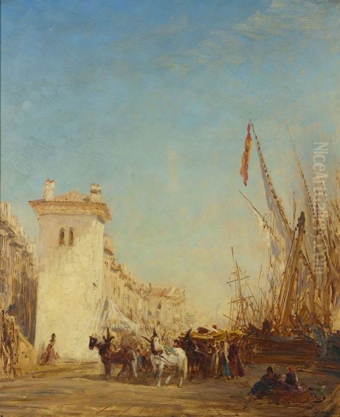 Le quai Saint-Jean a Marseille Oil Painting by Felix Ziem