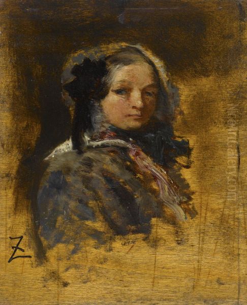 Portrait de jeune fille Oil Painting by Felix Ziem