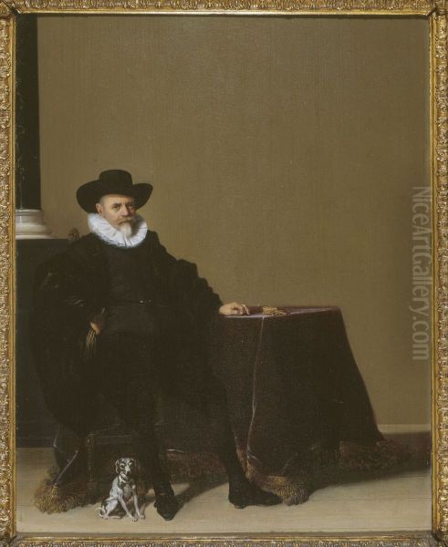 Portrait d'homme en costume de velours noir Oil Painting by Hendrik Gerritsz Pot