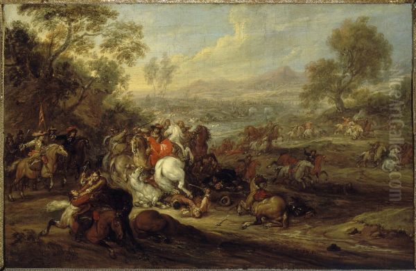 Choc de cavalerie ou Combat de cavalerie Oil Painting by Adam Frans van der Meulen