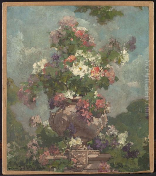 Esquisse pour l'Hotel de Ville de Paris : Fleurs Oil Painting by Georges Jeannin