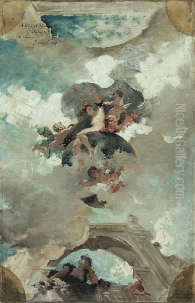 Esquisse pour le plafond du foyer de la Comedie francaise : Diane reine de la nuit Oil Painting by Guillaume Dubufe