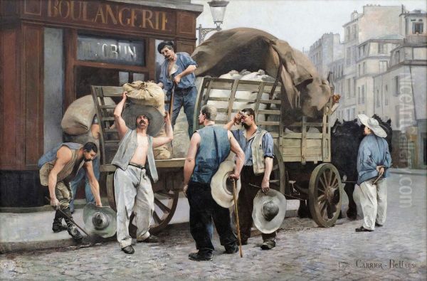 Porteurs de farine. Scene parisienne(Flour carriers. Scene from Paris). Oil Painting by Louis-Robert Carrier-Belleuse