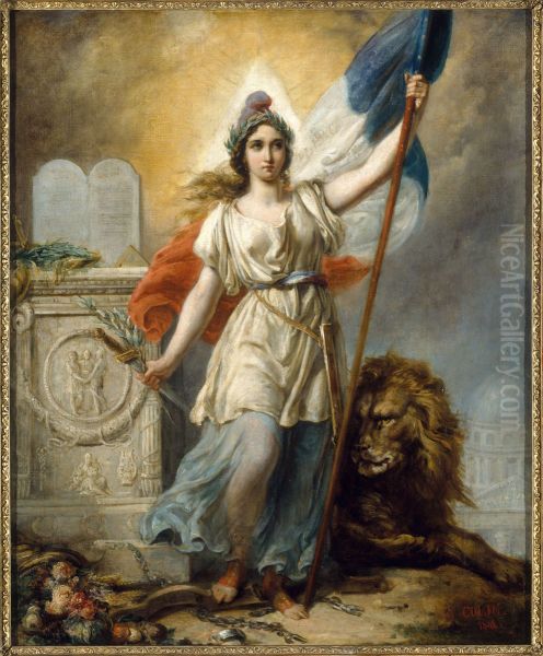 La Republique, esquisse pour le concours de 1848 Oil Painting by Alexandre-Marie Colin