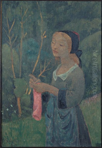 Tricoteuse au bas rose Oil Painting by Paul Serusier