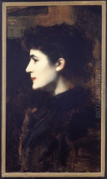 Eugenie-Marie Gadiffet-Caillard dite Germaine Dawis Oil Painting by Jean-Jacques Henner