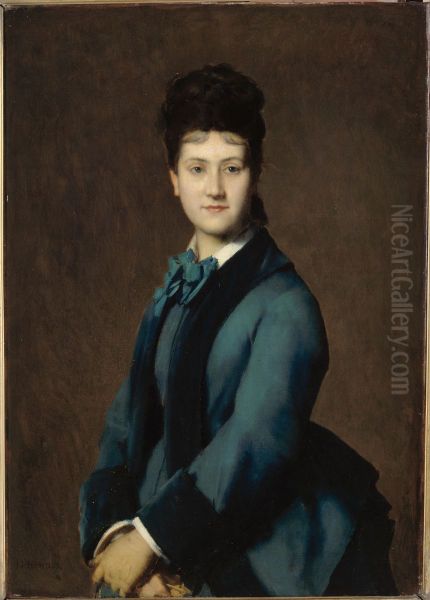 Portrait de Madame Jeantaud Oil Painting by Jean-Jacques Henner