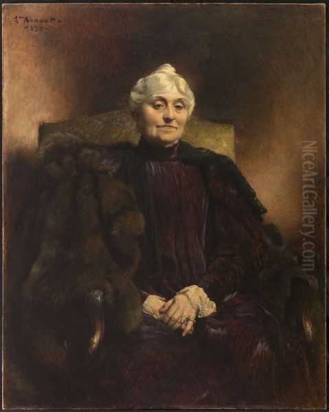 Portrait de Madame Dubernet by Leon Bonnat Oil Painting by Leon Bonnat