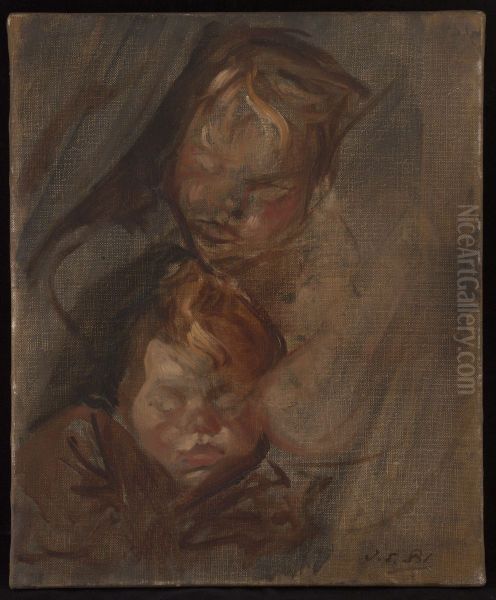 Tetes d'enfants Oil Painting by Jacques-Emile Blanche