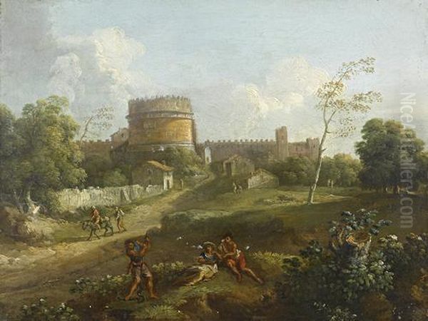 The Pyramid Of Cestius Oil Painting by Jan Frans Van Bloemen (Orizzonte)