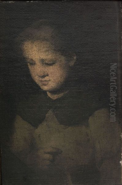 La fillette en gris Oil Painting by Augustin Theodule Ribot