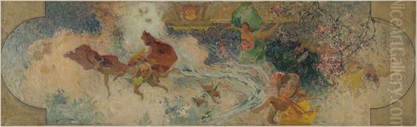 Esquisse pour la mairie d'Aubervilliers : Allegorie (plafond de la salle des fetes) Oil Painting by Henri Gaston Darien