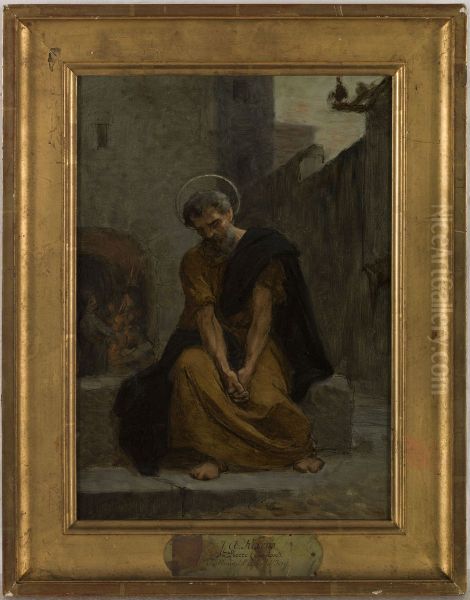 Esquisse pour l'eglise d'Ivry : Le repentir de saint Pierre Oil Painting by Jean-Andre Rixens