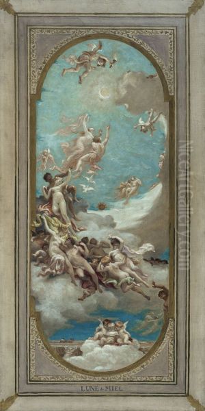 Esquisse pour la mairie de Saint-Maur-des-Fosses : Lune de Miel Oil Painting by Paul Milliet