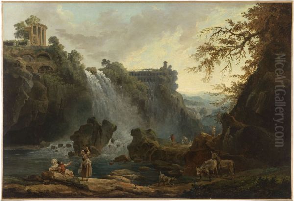 Les Cascatelles de Tivoli Oil Painting by Hubert Robert