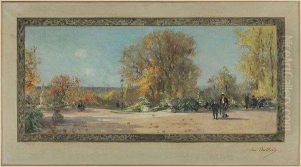 Esquisse pour la mairie de Vanves : La terrasse du lycee Michelet Oil Painting by Pierre Louis Leger Vauthier