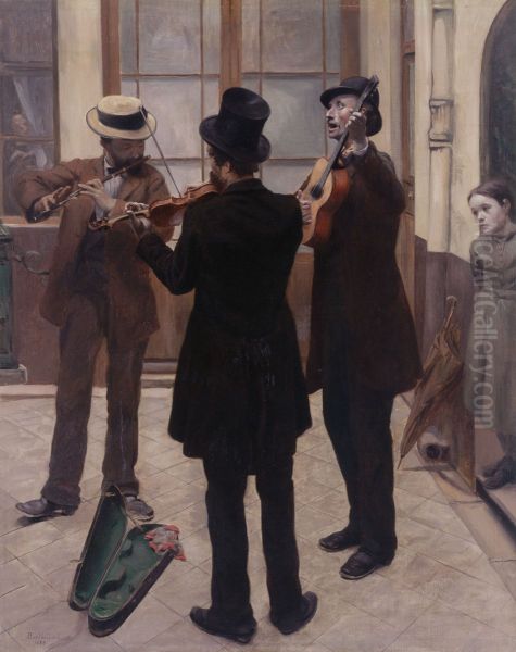 Les musiciens Oil Painting by Albert Bartholome