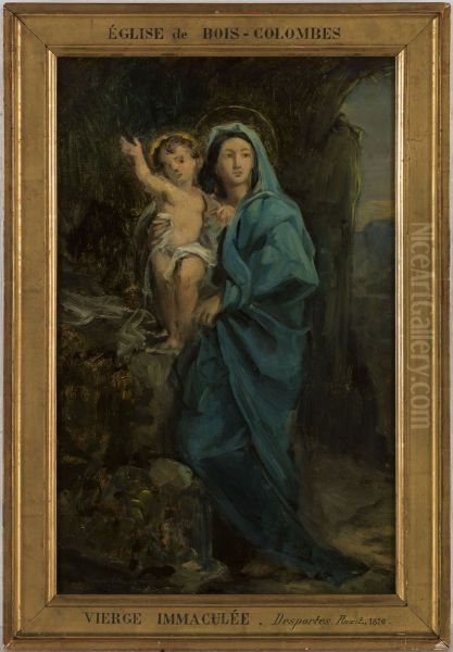 Esquisse pour la chapelle de Bois-Colombes : La Vierge et l'enfant Jesus Oil Painting by Francisque Desportes