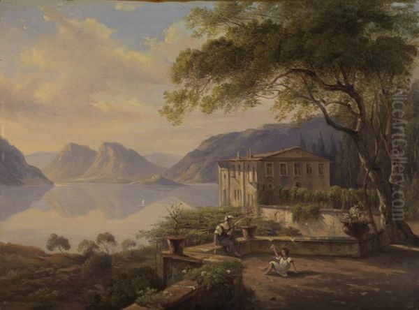 Villa Serbelloni am Comersee Oil Painting by Karl Ludwig Frommel