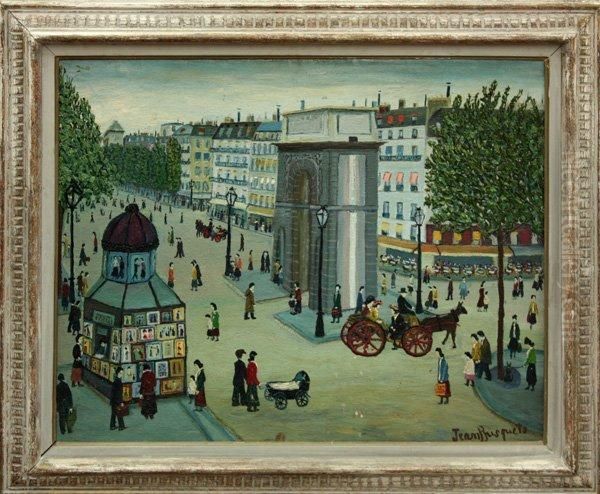 Parisian Street Scene Oil Painting by Juan Busquets