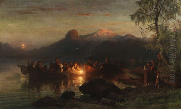 Norwegisches Fischerbegrabnis Oil Painting by Georg Saal