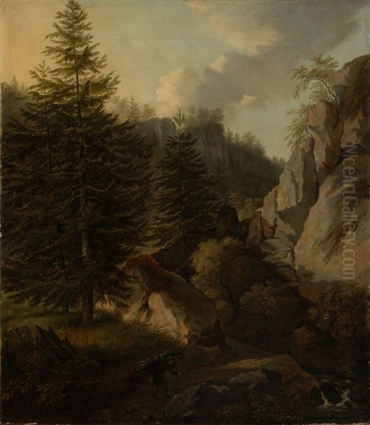 Morning in the Saxon Switzerland Oil Painting by Traugott Faber