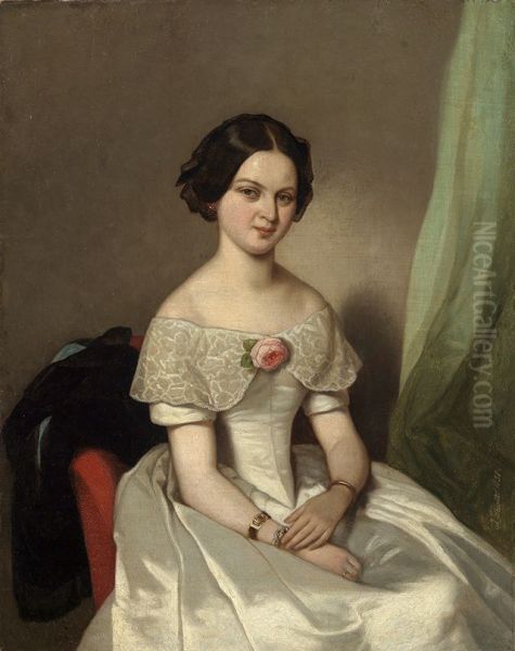 Bildnis Freifrau Pauline von Stetten Oil Painting by Johann Grund