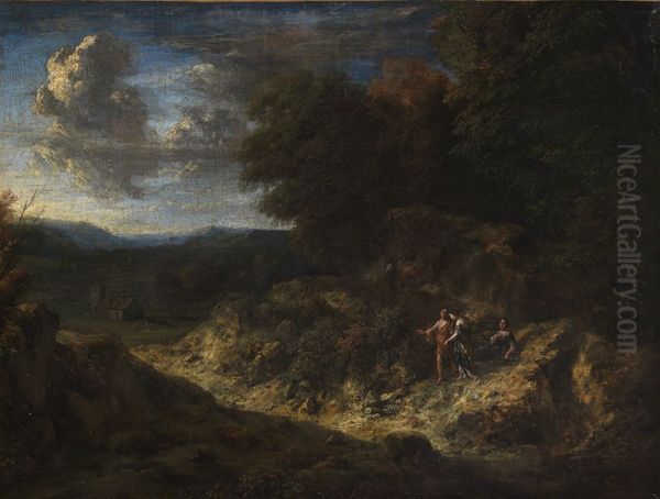 Wooded landscape with shepherds Oil Painting by Cornelis Huysmans