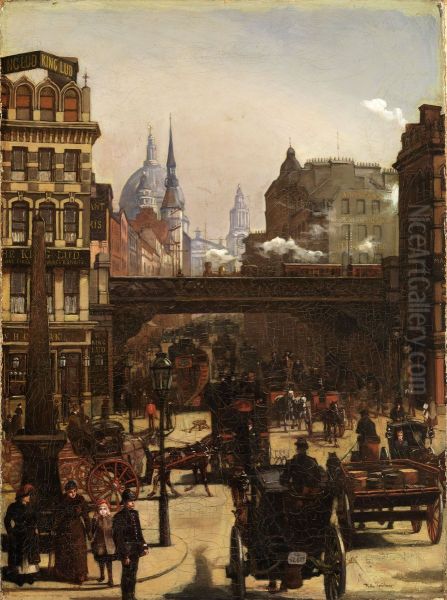 Ludgate Hill Oil Painting by Wilhelm Trubner