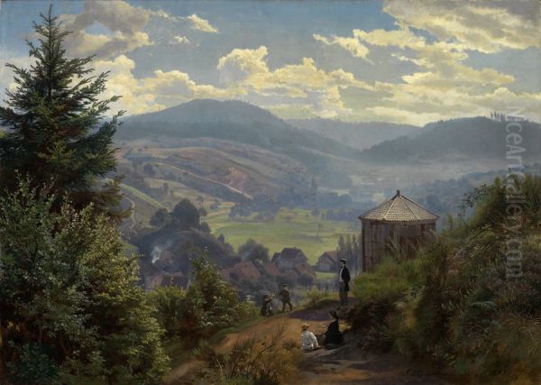 Das Oberbeuerner Tal vom Cacilienberg aus, Vormittag Oil Painting by Johann Wilhelm Schirmer