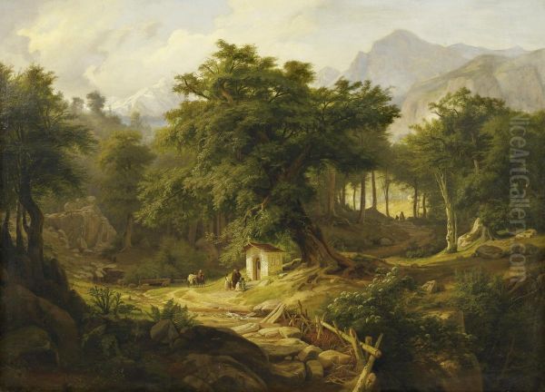 Romantic Landscape Oil Painting by Georg Heinrich Busse