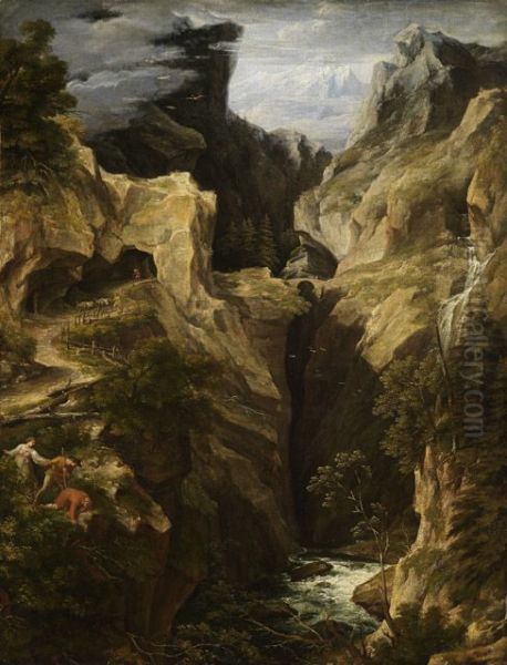 Die Via Mala in Graubunden Oil Painting by Joseph Anton Koch