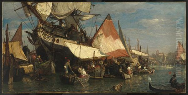 Regatta in Venedig Oil Painting by Gustav Schonleber