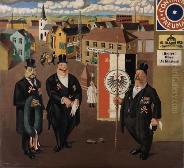 Kriegerverein Oil Painting by Georg Scholz