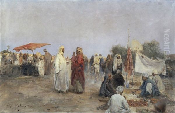 Markt in Edfu in Oberagypten Oil Painting by Max Rabes