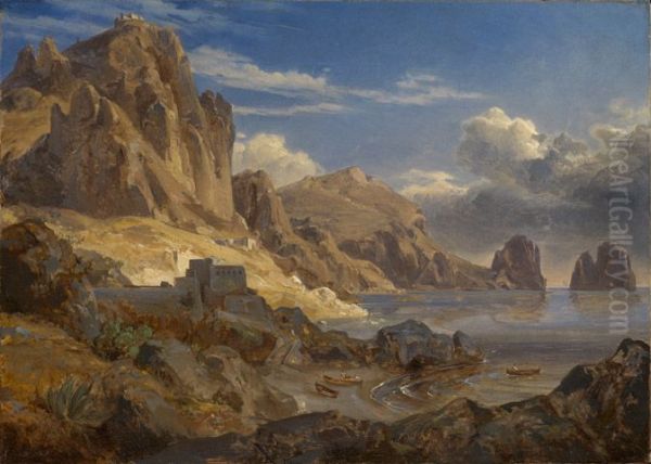 Kuste bei Capri mit Blick auf die Faraglioni Oil Painting by Ernst Fries