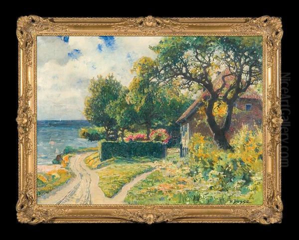 Garden By The Sea Oil Painting by Hans Busse