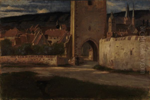 An der Stadtmauer von Gelnhausen Oil Painting by Albert Lang