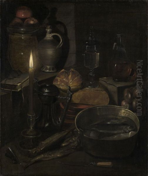 Still life of a pantry by candlelight Oil Painting by Georg Flegel