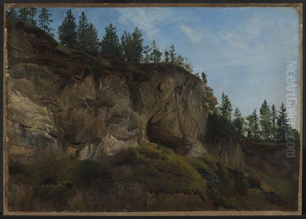 Felsabhang in der Schweiz Oil Painting by Johann Wilhelm Schirmer