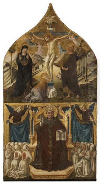 Christus am Kreuz mit Maria, Johannes und Magdalena, darunter der Heilige Gregor Oil Painting by Niccolo di Liberatore